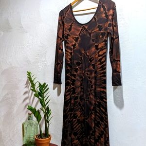 Grunge Witch Long Sleeve Tie Dye Dress